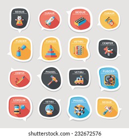 Toy speech bubble banner design flat background set, eps10, dummy text