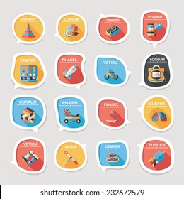 Toy speech bubble banner design flat background set, eps10, dummy text