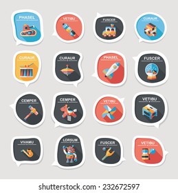 Toy speech bubble banner design flat background set, eps10, dummy text
