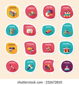 Toy speech bubble banner design flat background set, eps10, dummy text