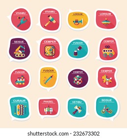 Toy speech bubble banner design flat background set, eps10, dummy text
