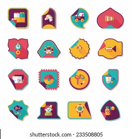 Toy sticker flat banner background set, eps10