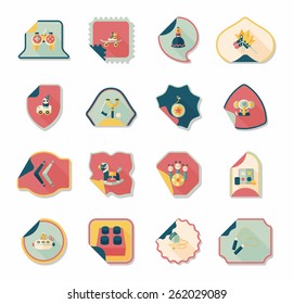 Toy sticker flat banner background set, eps10
