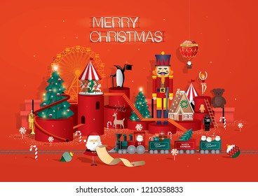 toy store christmas greetings template vector/illustration