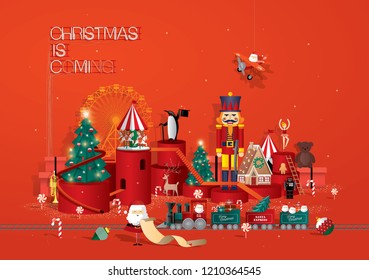 toy store christmas greetings template vector/illustration