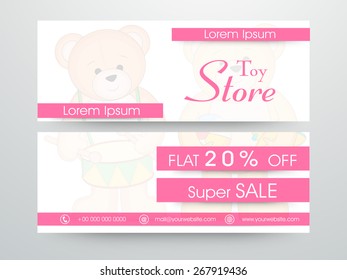Spielzeugartikel-Website-Header oder Banner-Set mit Rabattangebot.