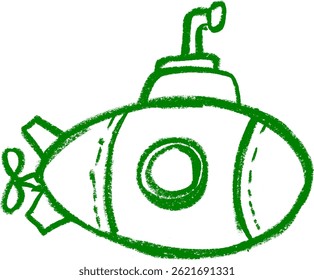 Toy Submarine Crayon Chalk Drawing Vector