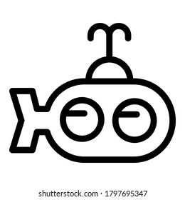 Toy submarineicon. Outline toy submarine vector icon for web design isolated on white background