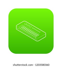 Toy synthesizer icon green vector isolated on white background