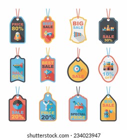 Toy tag flat banner background set, eps10