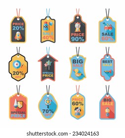 Toy tag flat banner background set, eps10
