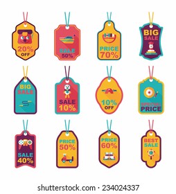 Toy tag flat banner background set, eps10