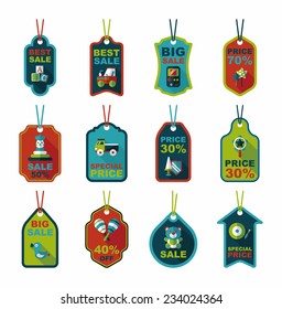 Toy tag flat banner background set, eps10