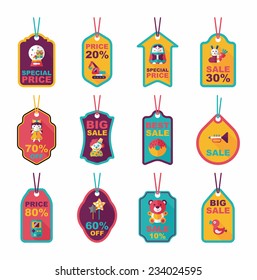 Toy tag flat banner background set, eps10