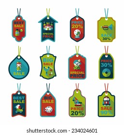 Toy tag flat banner background set, eps10