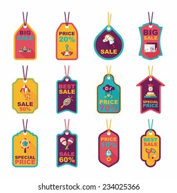 Toy tag flat banner background set, eps10