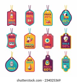 Toy tag flat banner background set, eps10