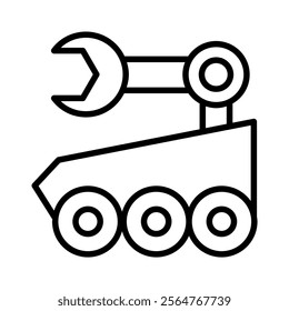 Toy tank icon in thin line style. Vector illustration graphic design  