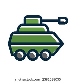 Toy Tank Vector Thick Line Filled Dark Colors Icons For Personal And Commercial Use.

