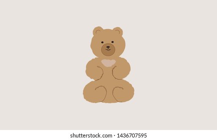 Toy teddy bear brown on a beige background. Vector illustration