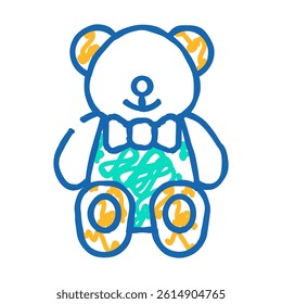 toy teddy bear doodle icon sketch vector. toy teddy bear sign. isolated symbol illustration