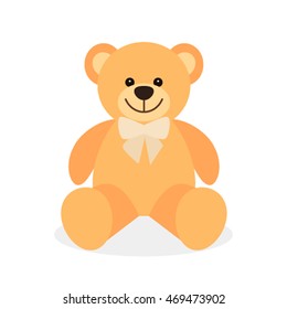 Toy teddy bear. Flat vector illustration isolated on white background