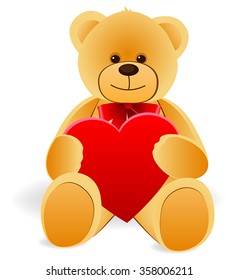 Toy Teddy Bear Heart Isolated On Stock Vector (Royalty Free) 358006211 ...