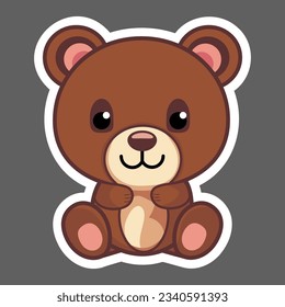 Sticker de osito de peluche de juguete. Gráficos vectoriales.