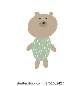 Toy Teddy Bear, vector illustration on a white background. Can be used as a print on children's clothing, greeting cards, invitations to children's parties, room poster.