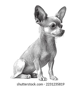 Toy terrier dog sketch hand drawn sketch, engraving style vector illustration