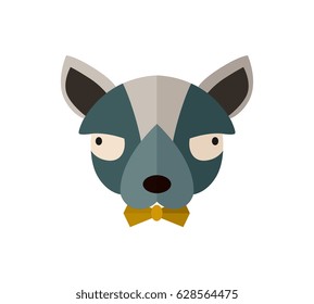 Toy terrier head icon isolated on white background vector illustration. Animal pictogram, pet emblem in flat design