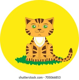 Toy tiger cute childish style. Cartoon character. Flat vector stock illustration.