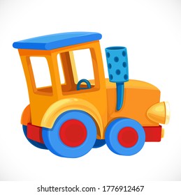 Toy tractor, multi-colored object isolated on white background