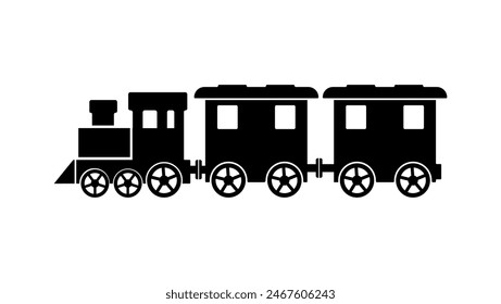  toy train, black isolated silhouette