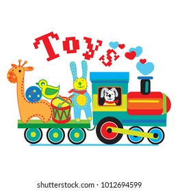 Toy train  carrying the toys vector illustration