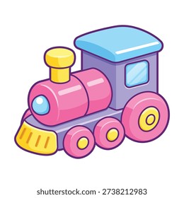 Toy train cartoon vector illustration. colorful kids locomotive character