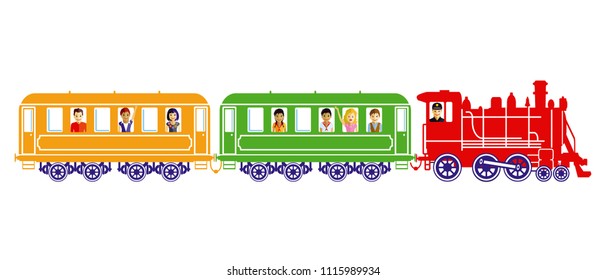 Toy train with children