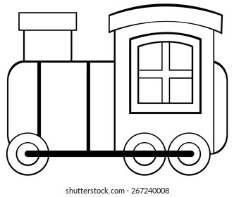 Toy train with chimney and wheels