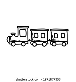 toy train doodle icon, vector illustration
