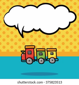 toy train doodle, speech bubble