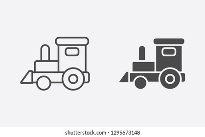 Toy train filled and outline vector icon sign symbol