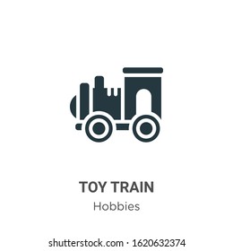 Toy train glyph icon vector on white background. Flat vector toy train icon symbol sign from modern hobbies collection for mobile concept and web apps design.