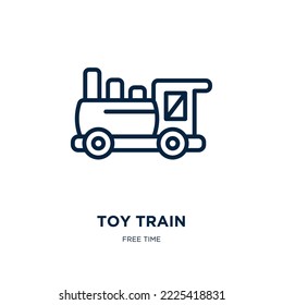 toy train icon from free time collection. Thin linear toy train, train, toy outline icon isolated on white background. Line vector toy train sign, symbol for web and mobile