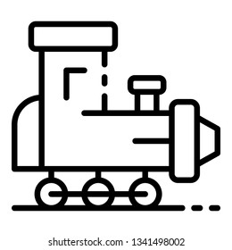Toy train icon. Outline toy train vector icon for web design isolated on white background