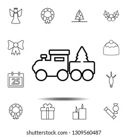 Toy train icon. Simple thin line, outline vector element of Christmas joy icons set for UI and UX, website or mobile application