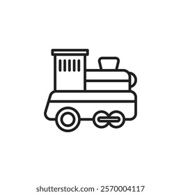Toy train icon Vector flat thin line illustration