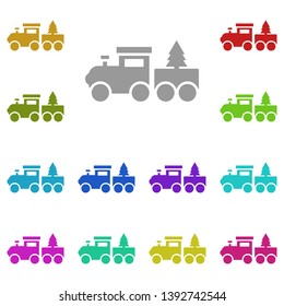 Toy train multi color icon. Simple glyph, flat vector of Christmas joy icons for UI and UX, website or mobile application