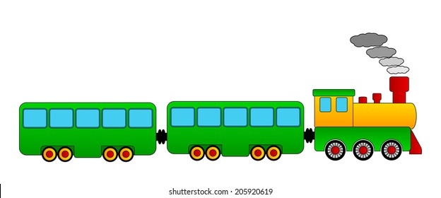 Toy train on white background. Vector illustration.
