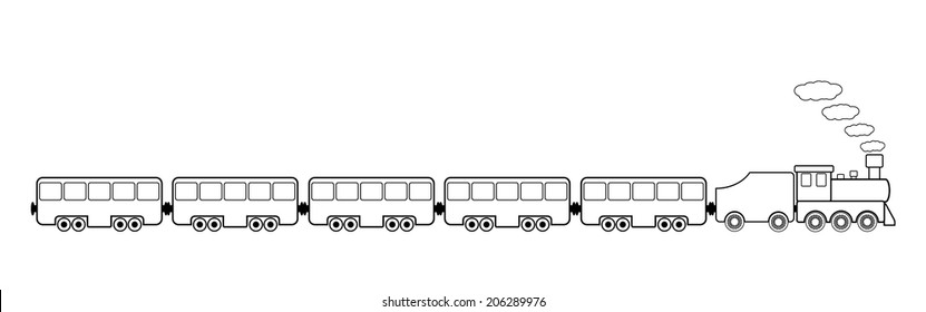 Toy train on white background. Vector illustration.