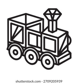 Toy train outline with simple geometric shapes vector
